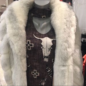 Faux fox fur coat